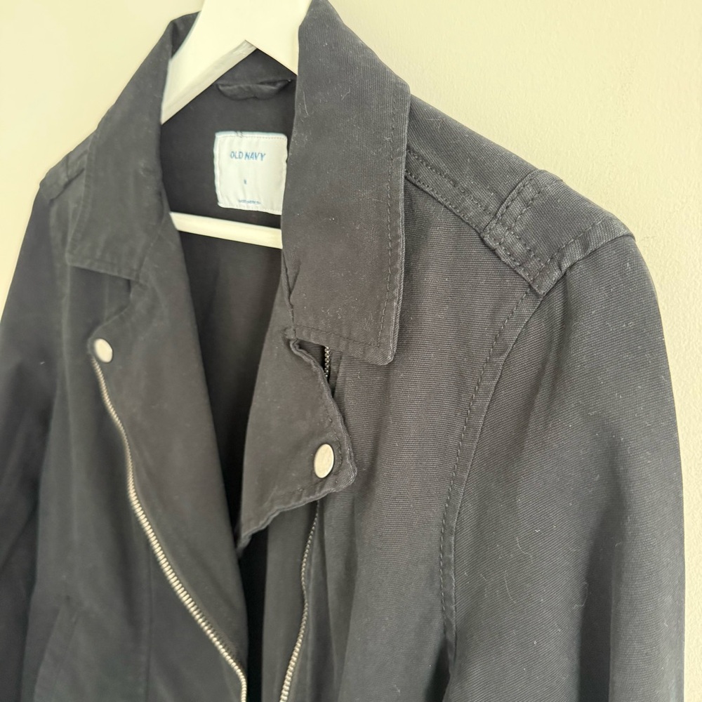 Old Navy Black Jack Moto Jacket Asymmetrical Zip Black Medium - Picture 8 of 10